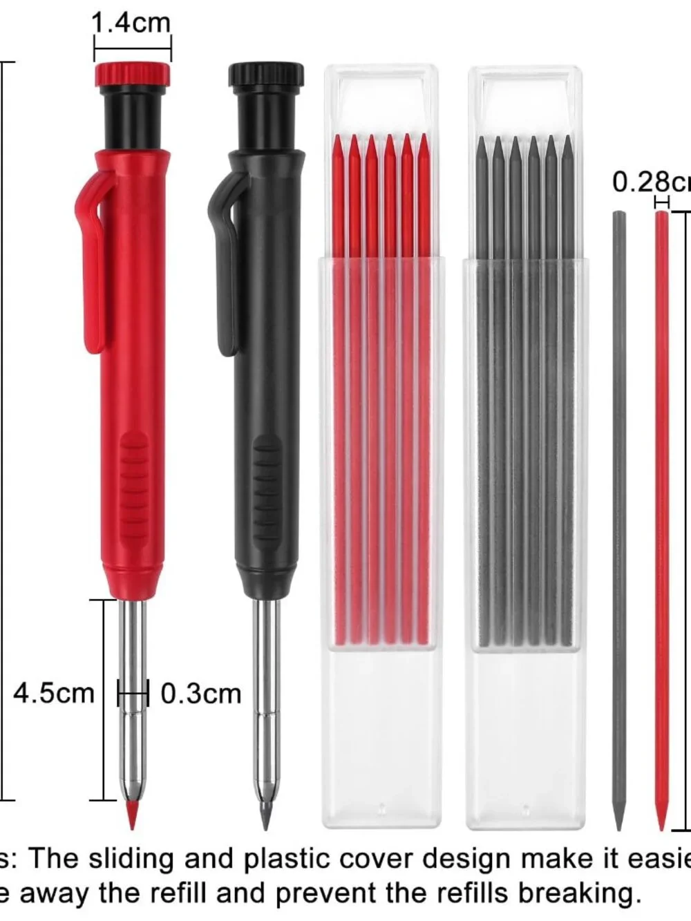 2 Pack Carpenter Pencils Mechanical Pencils with 12 Refills, Construction Pencil